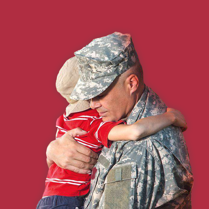 Soldier Hugging Child